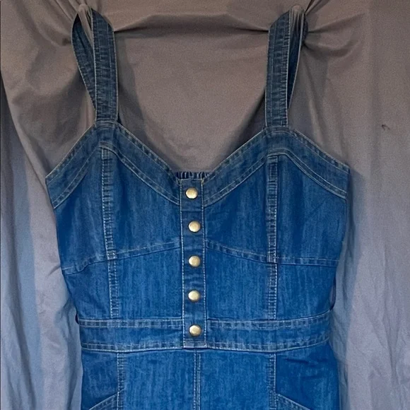 Denim Button-Front Dress - Picture 2 of 5